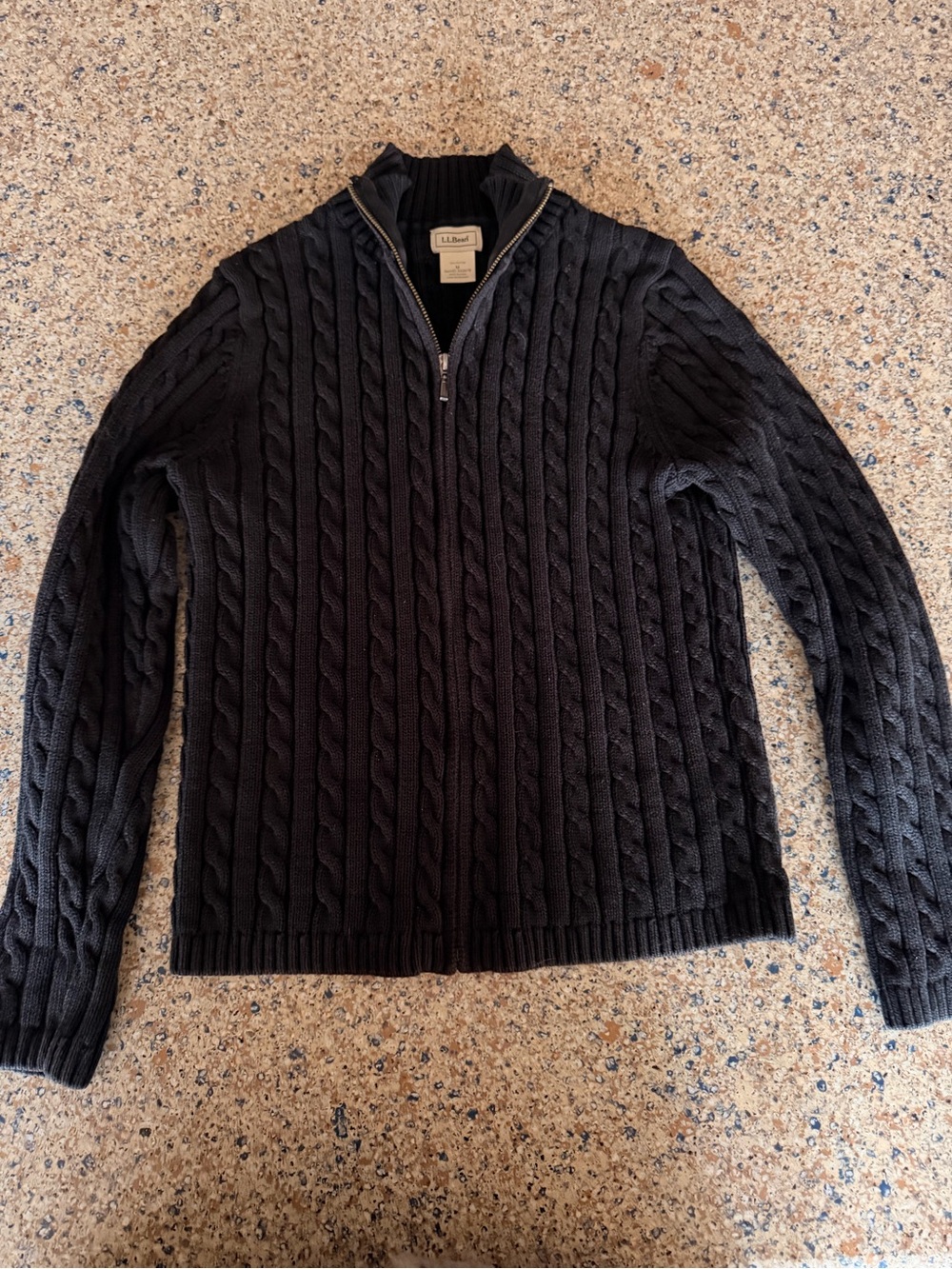 L.L. Bean Women’s Black Cable-Knit Half-Zip Sweater